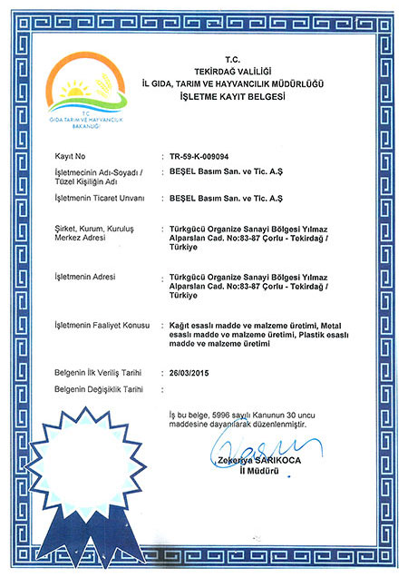 İŞLETME KAYIT BELGESİ
